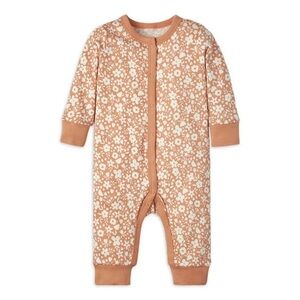 Modern Moments by Gerber Brown and White Long Sleeve Footless Onesie